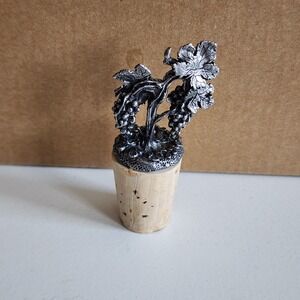 Vintage Grape Vine Wine Bottle Stopper Metal Cork Barware Decor Farmhouse